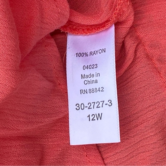Roaman’s Coral cold shoulder blouse lightweight rayon - new  size 12W - Picture 8 of 15